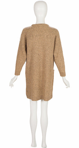 1980s Polar Bear Appliqué Beige Wool Sweater Dress