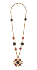 1980s Maltese Cross Gold-Tone Metal Chain Necklace