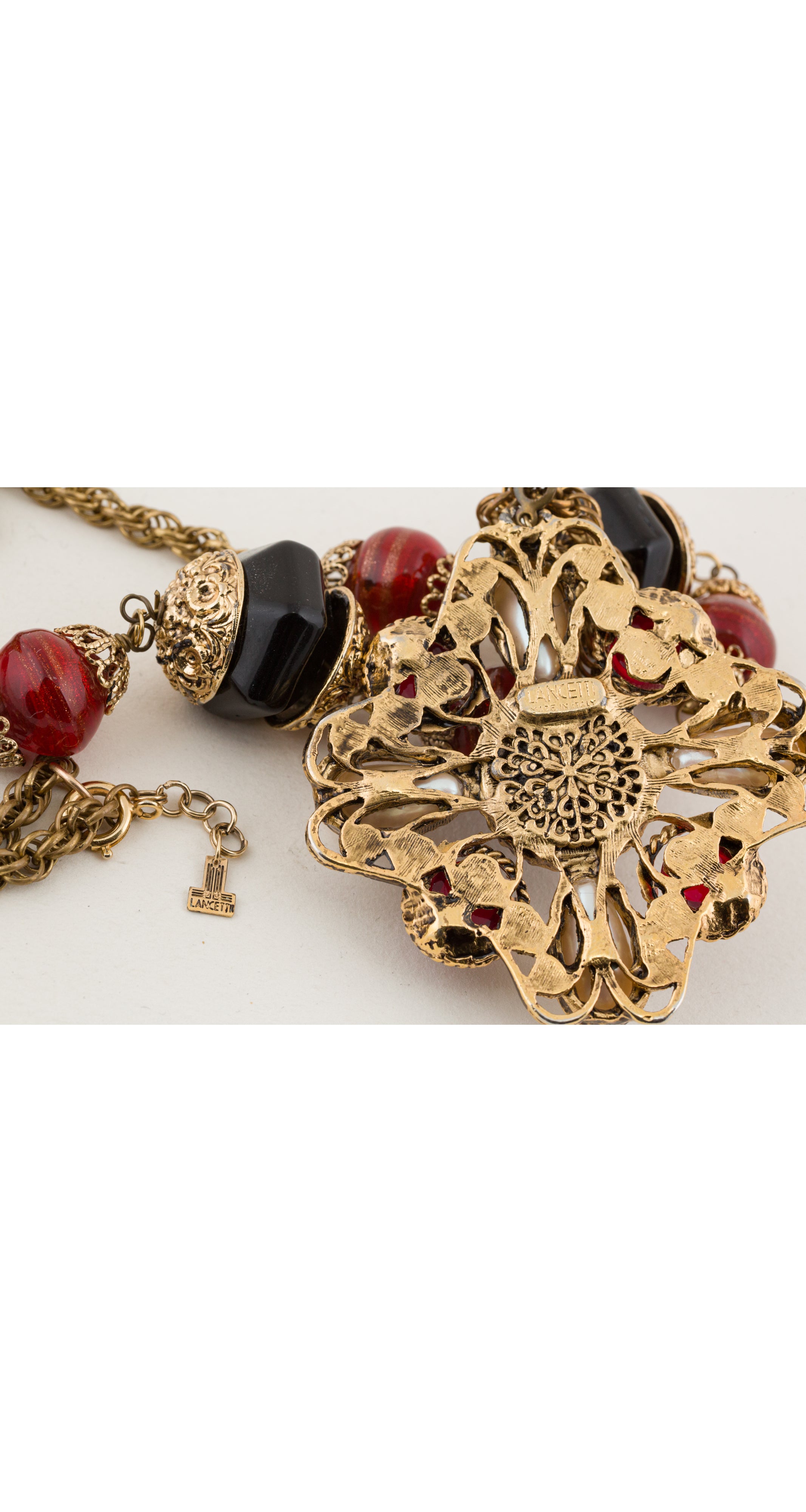 1980s Maltese Cross Gold-Tone Metal Chain Necklace