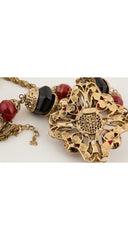 1980s Maltese Cross Gold-Tone Metal Chain Necklace