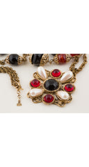 1980s Maltese Cross Gold-Tone Metal Chain Necklace