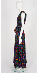 1982 S/S Zodiac Sign Black Silk Top & Maxi Skirt Set