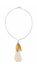 1970s Sterling Silver & Resin Pear Torque Collar Necklace