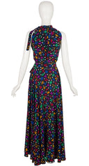 1982 S/S Zodiac Sign Black Silk Top & Maxi Skirt Set