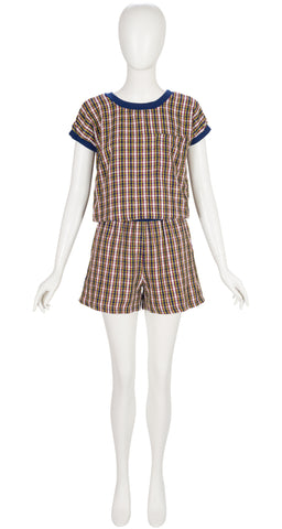 1977 S/S Plaid Cotton Bouclé Shorts Set