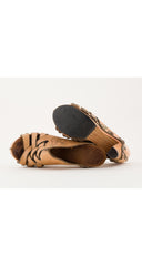 1970s Floral Studded Leather Wooden Platform Clogs