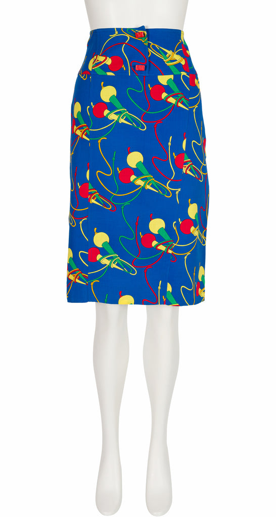 Chloé by Martine Sitbon 1987 S/S Jump Rope Novelty Print Blue