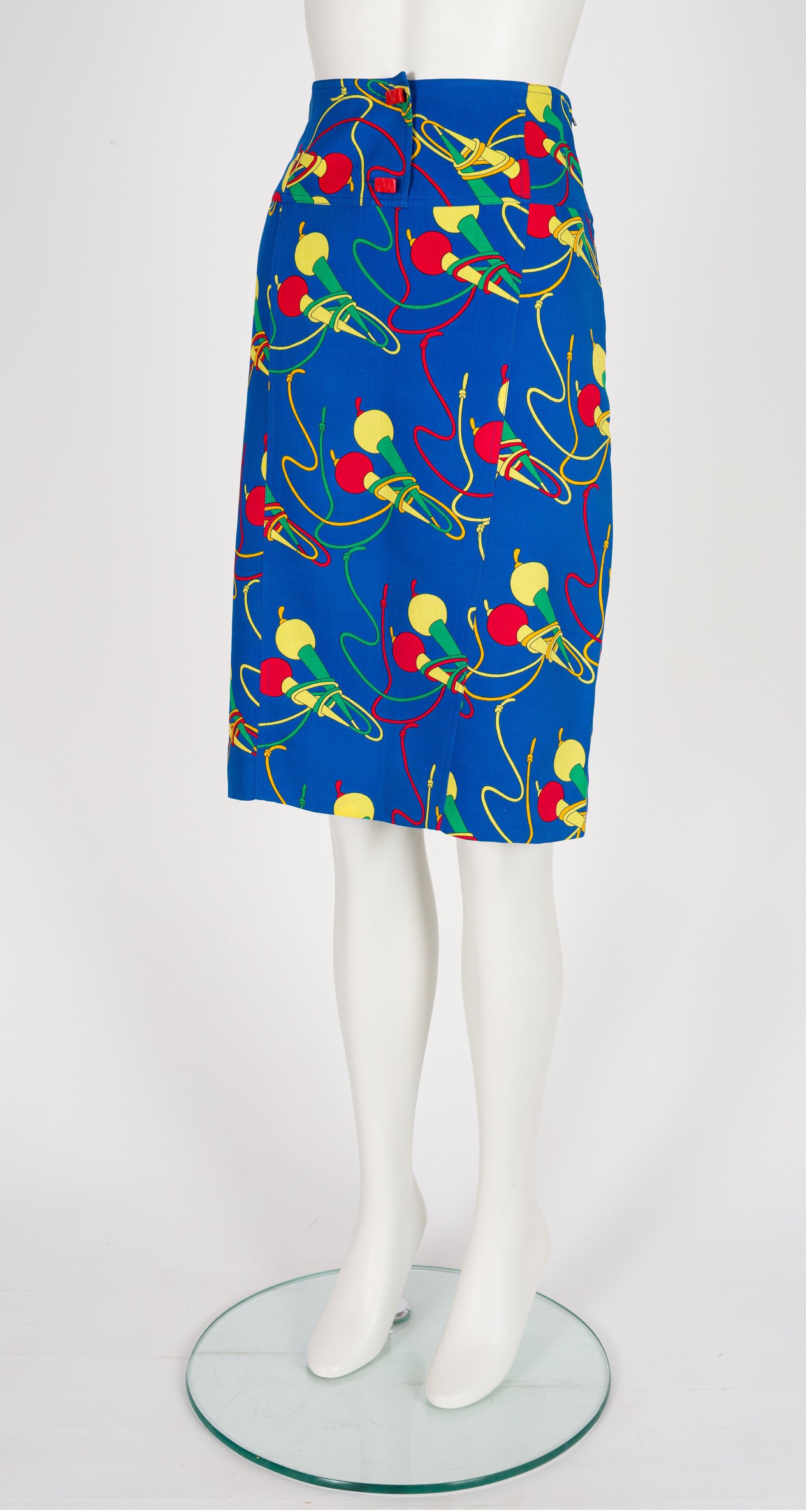 BONBOM×Ameri BONDING PENCIL SKIRT Chloé by Martine Sitbon 1987 S/S Jump Rope Novelty Print Blue