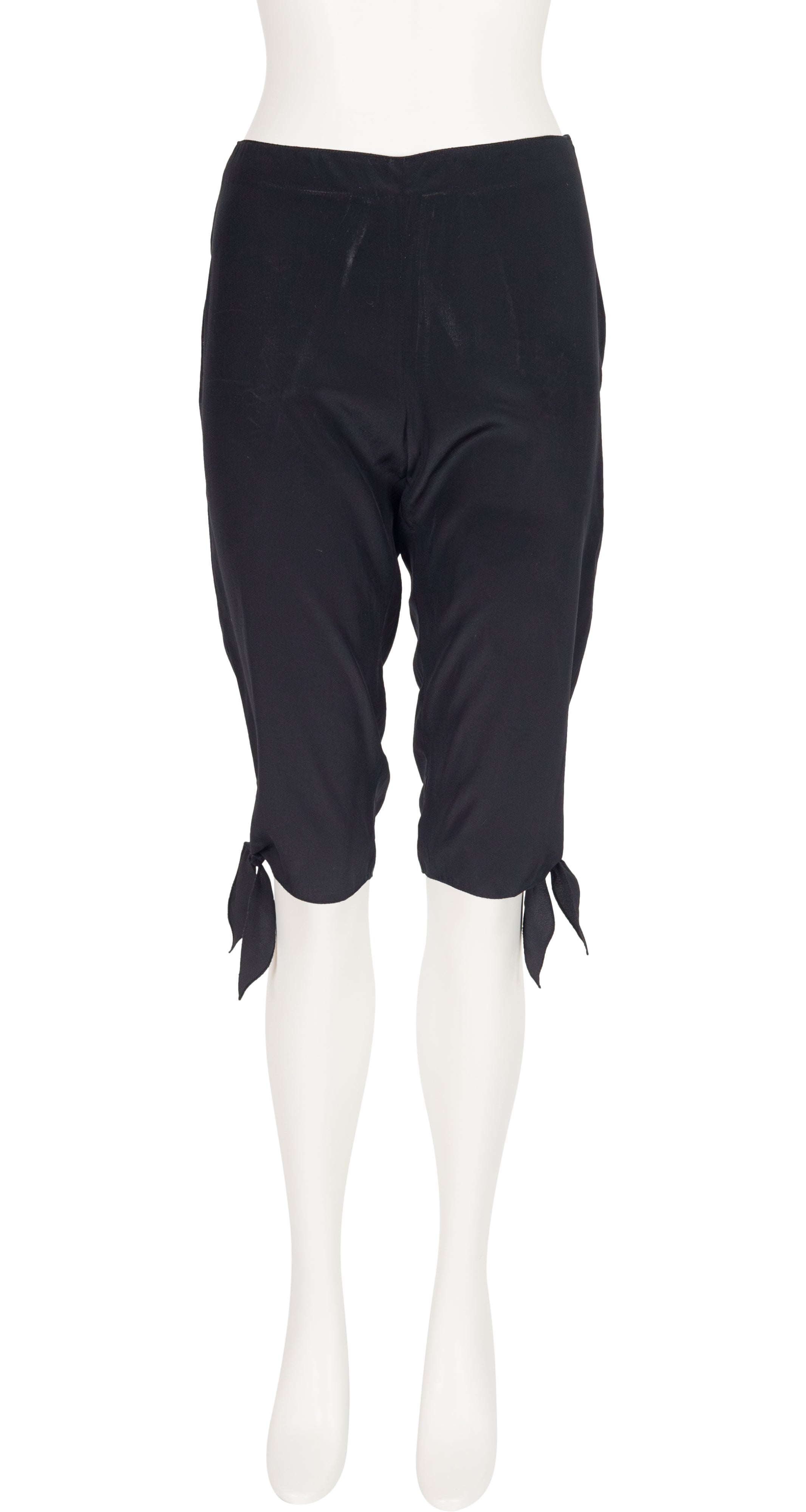 1990s Black Tie Mid-Rise Capri Pants