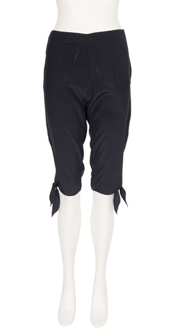 1990s Black Tie Mid-Rise Capri Pants