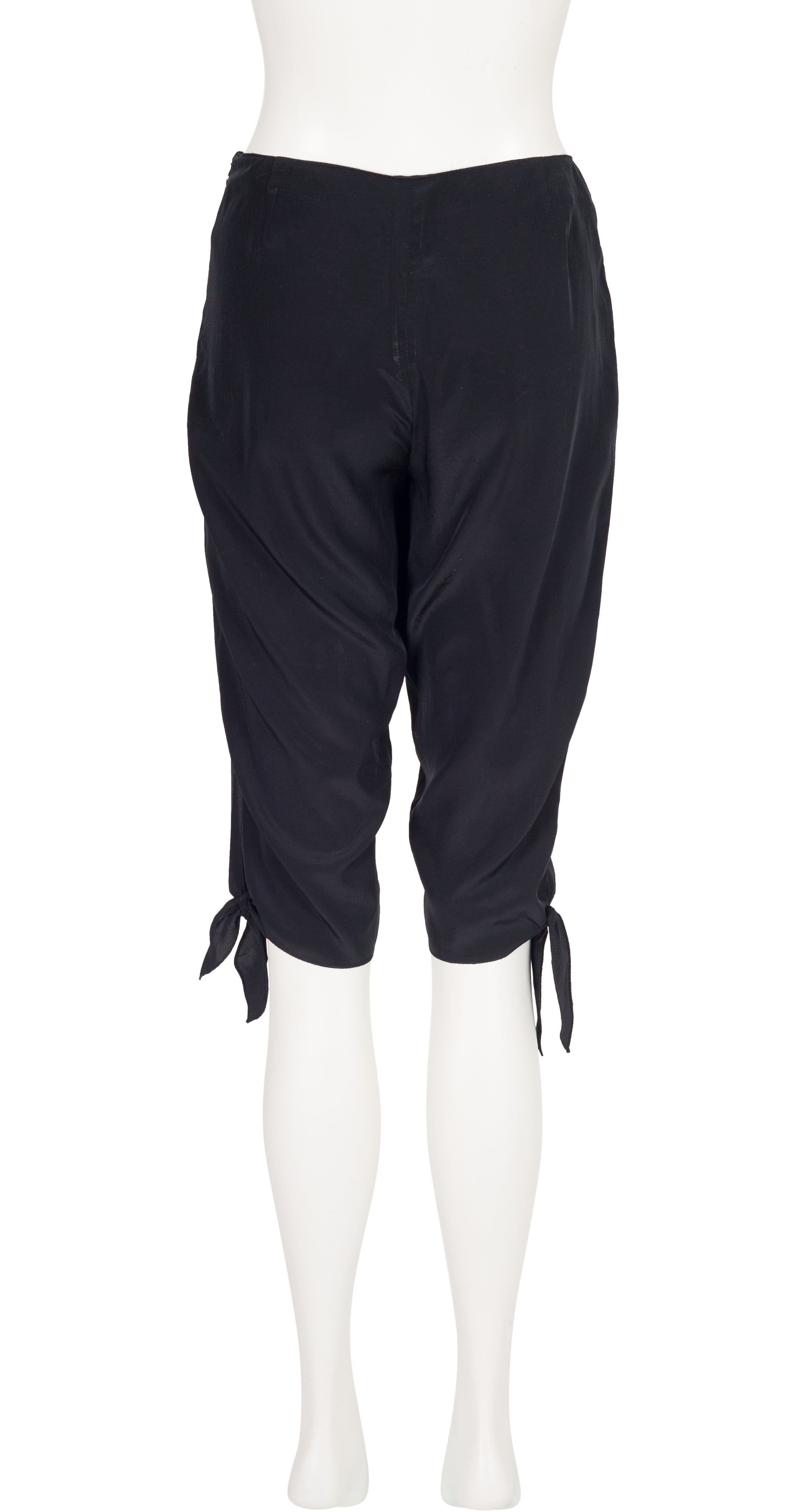 1990s Black Tie Mid-Rise Capri Pants