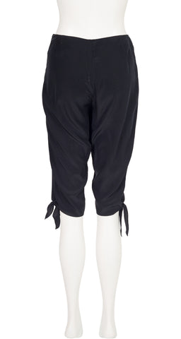 1990s Black Tie Mid-Rise Capri Pants