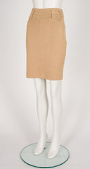 1985 S/S Beige Cotton Knit Bodycon Pencil Skirt