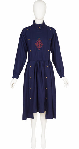 1981-82 F/W Runway Navy Blue Wool Dress