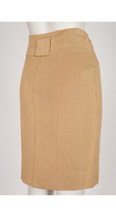 1985 S/S Beige Cotton Knit Bodycon Pencil Skirt