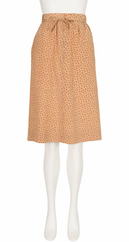 1979 S/S Star Print Beige Silk Knee-Length Skirt