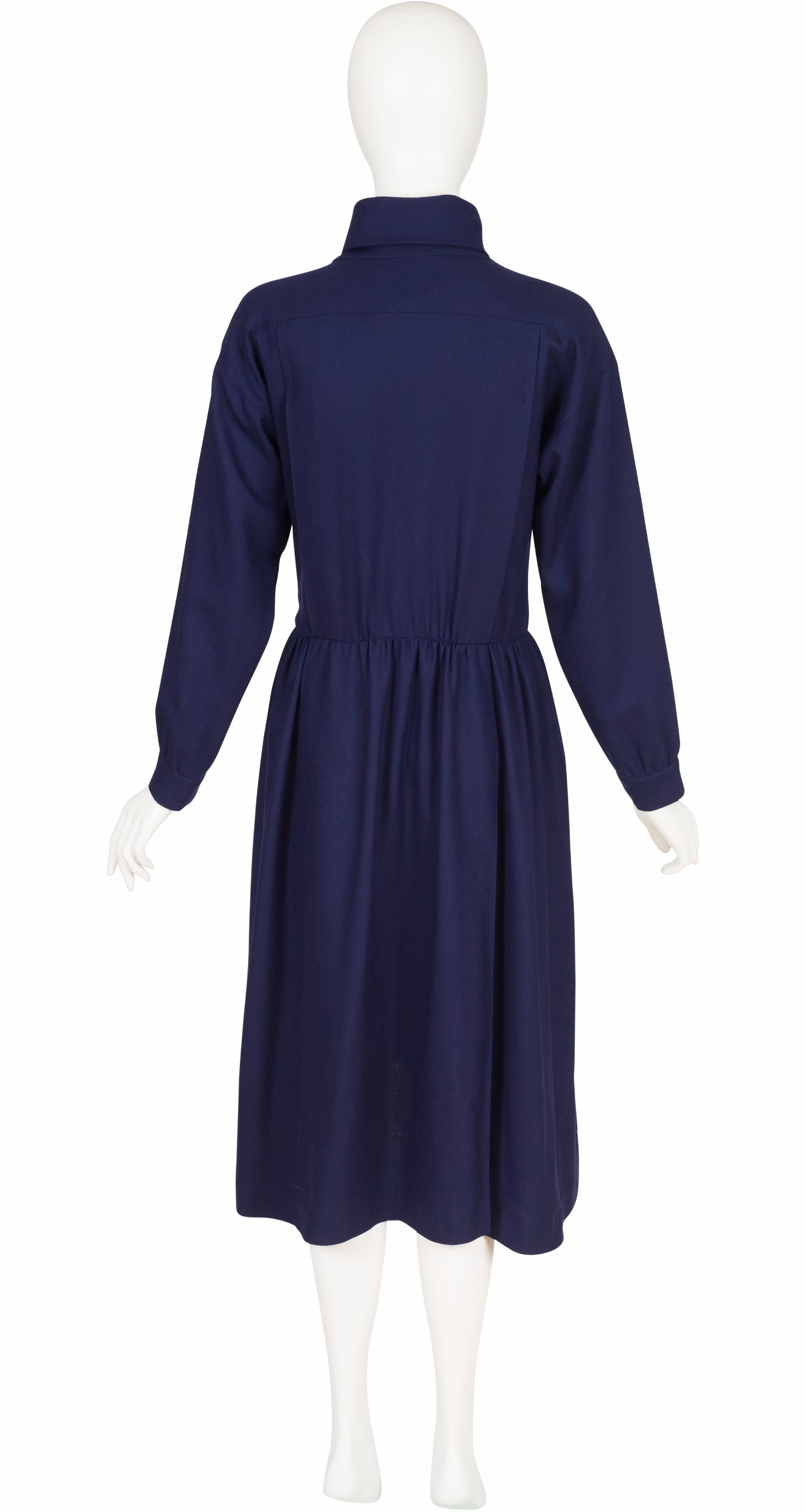 Chlo by Karl Lagerfeld 1981 F/W Runway Navy Blue Wool Dress Featherstone Vintage Chlo by Karl Lagerfeld 1981 F/W Runway Navy Blue Wool Dress Featherstone Vintage