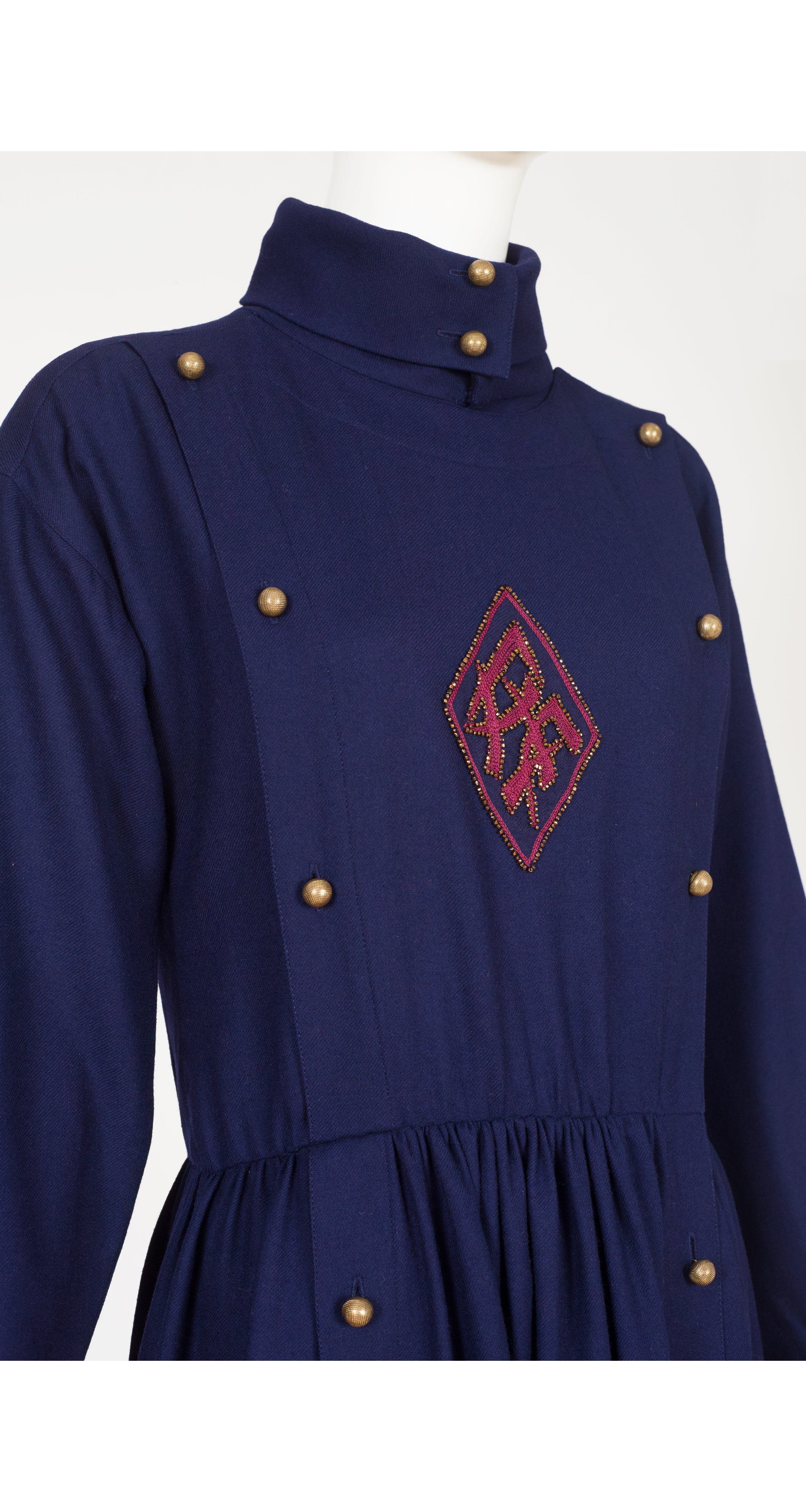 Chlo by Karl Lagerfeld 1981 F/W Runway Navy Blue Wool Dress Featherstone Vintage Chlo by Karl Lagerfeld 1981 F/W Runway Navy Blue Wool Dress Featherstone Vintage