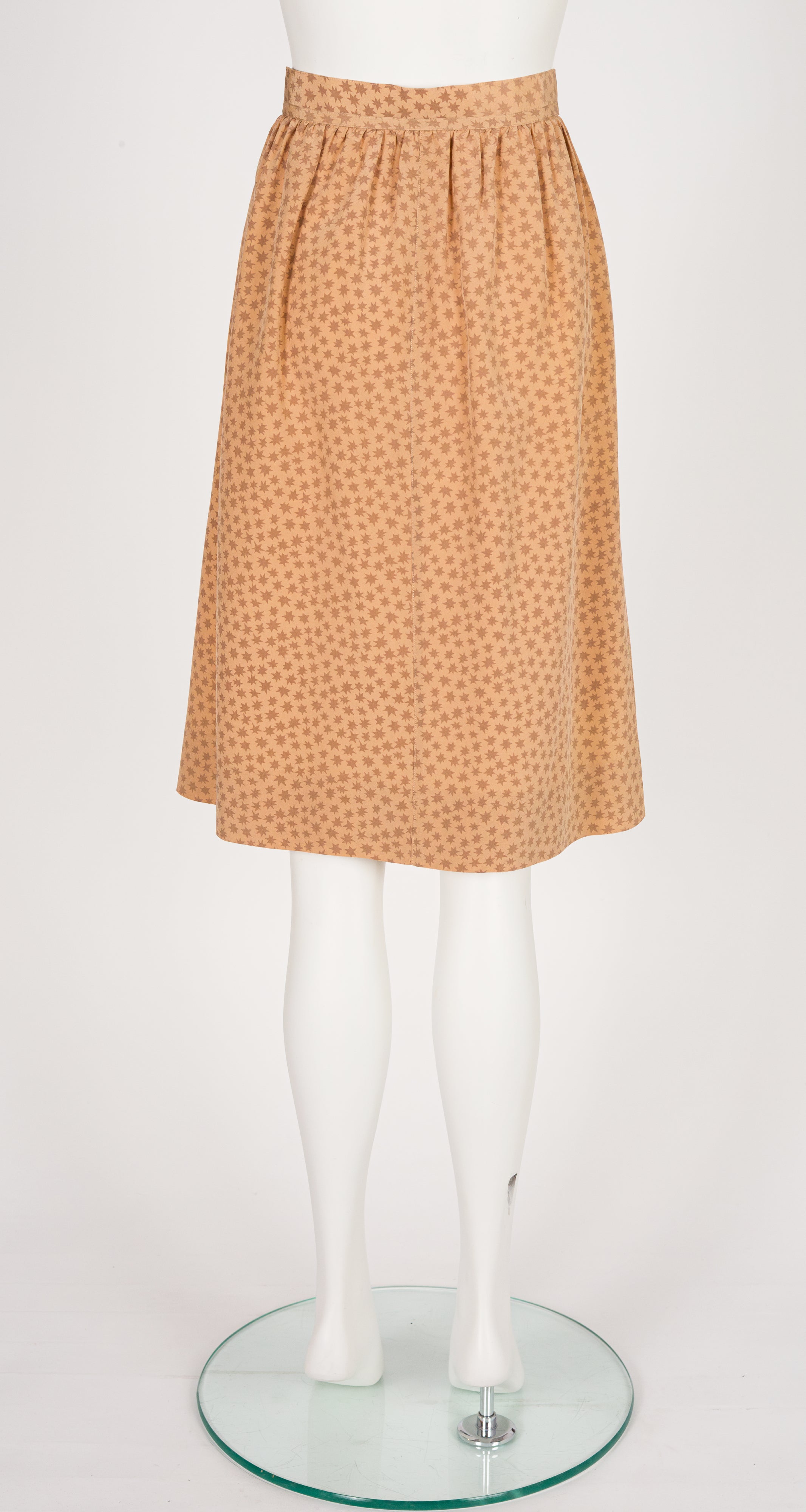 1979 S/S Star Print Beige Silk Knee-Length Skirt