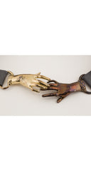 1970s Victorian Revival Clasping Hands Leather Belt
