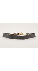 1970s Victorian Revival Clasping Hands Leather Belt