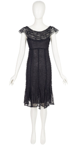 2006-07 F/W Black Chantilly Lace Ruffle Trim Dress
