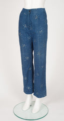1970s French Blue Cotton Denim Glitter Outfit