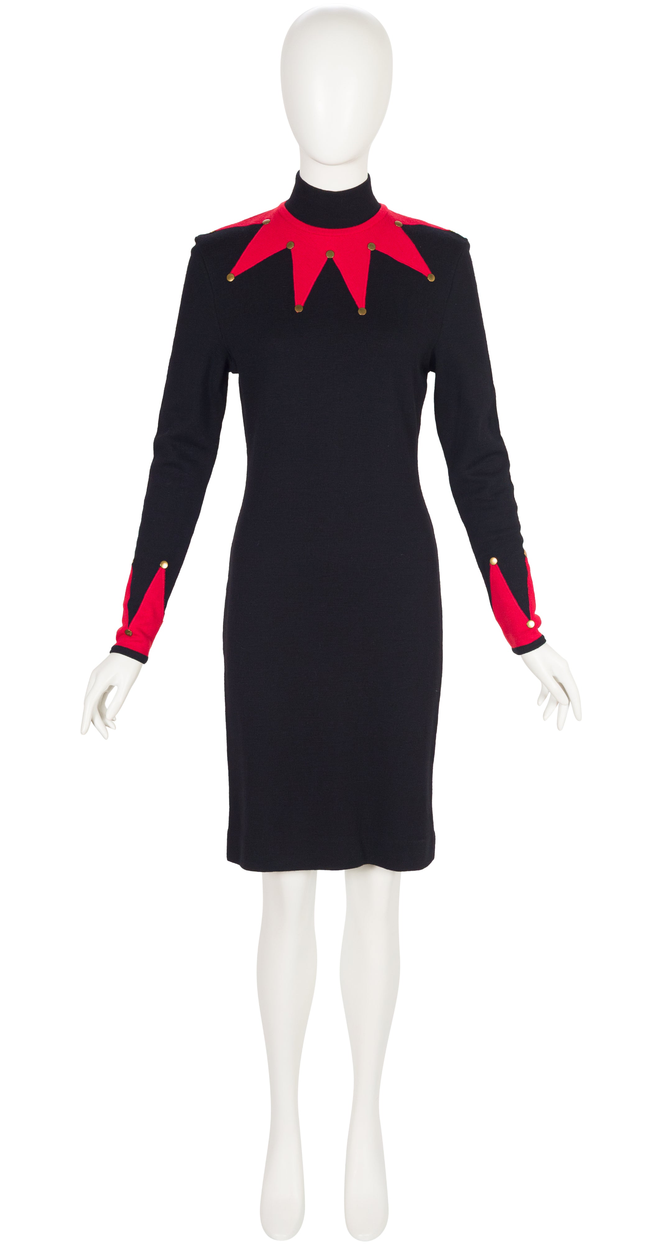 1991-92 F/W Black & Red Wool Knit Jester Dress