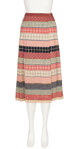 1976-77 F/W Russian Collection Geometric Wool Challis Wrap Skirt