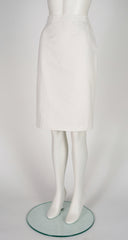 1989 S/S Logo Button White Cotton Pencil Skirt Suit