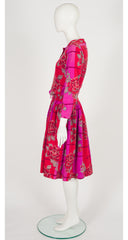1976-77 A/W Pink & Red Floral Cotton Blouson Dress