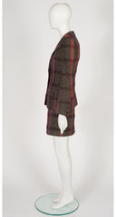 2000s Plaid Tweed Wool Tailored Skirt Suit