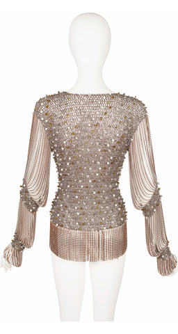 1971 Iconic Beaded Lurex Knit Chainmail Top