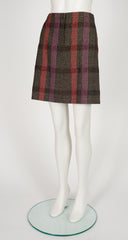 2000s Plaid Tweed Wool Tailored Skirt Suit