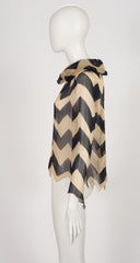 2000 A/W Chevron Silk Chiffon Cowl Neck Blouse