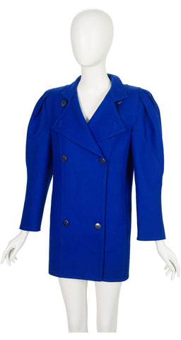 1980s Cobalt Blue Wool Leg-of-Mutton Sleeve Jacket