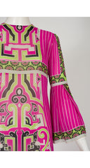 1972 S/S Geometric Print Silk Chiffon Maxi Dress