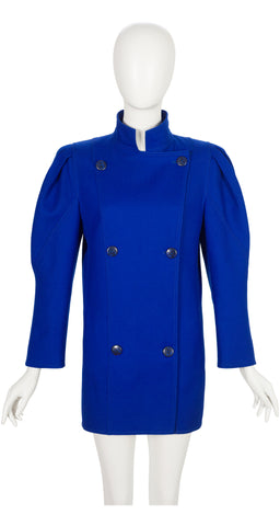 1980s Cobalt Blue Wool Leg-of-Mutton Sleeve Jacket