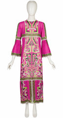 1972 S/S Geometric Print Silk Chiffon Maxi Dress