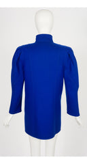 1980s Cobalt Blue Wool Leg-of-Mutton Sleeve Jacket