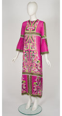 1972 S/S Geometric Print Silk Chiffon Maxi Dress