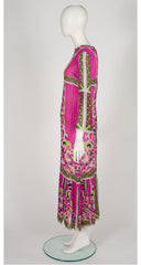 1972 S/S Geometric Print Silk Chiffon Maxi Dress