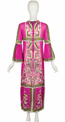 1972 S/S Geometric Print Silk Chiffon Maxi Dress