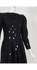1980s Demi-Couture Harlequin Sequin Black Wool Dress