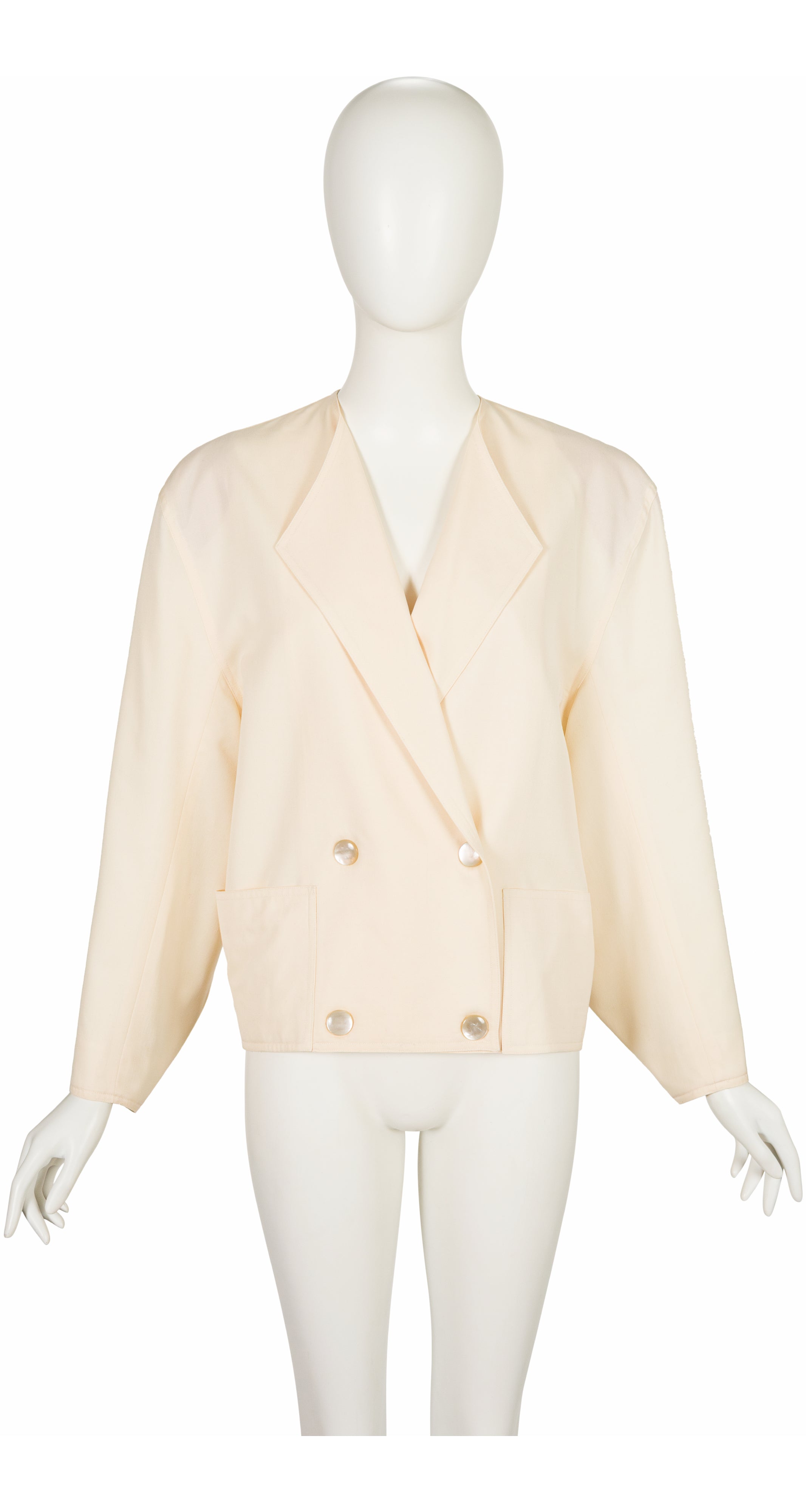 1980s Cream Wool Gabardine Triangular Sleeve Jacket
