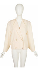 1980s Cream Wool Gabardine Triangular Sleeve Jacket