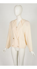 1980s Cream Wool Gabardine Triangular Sleeve Jacket