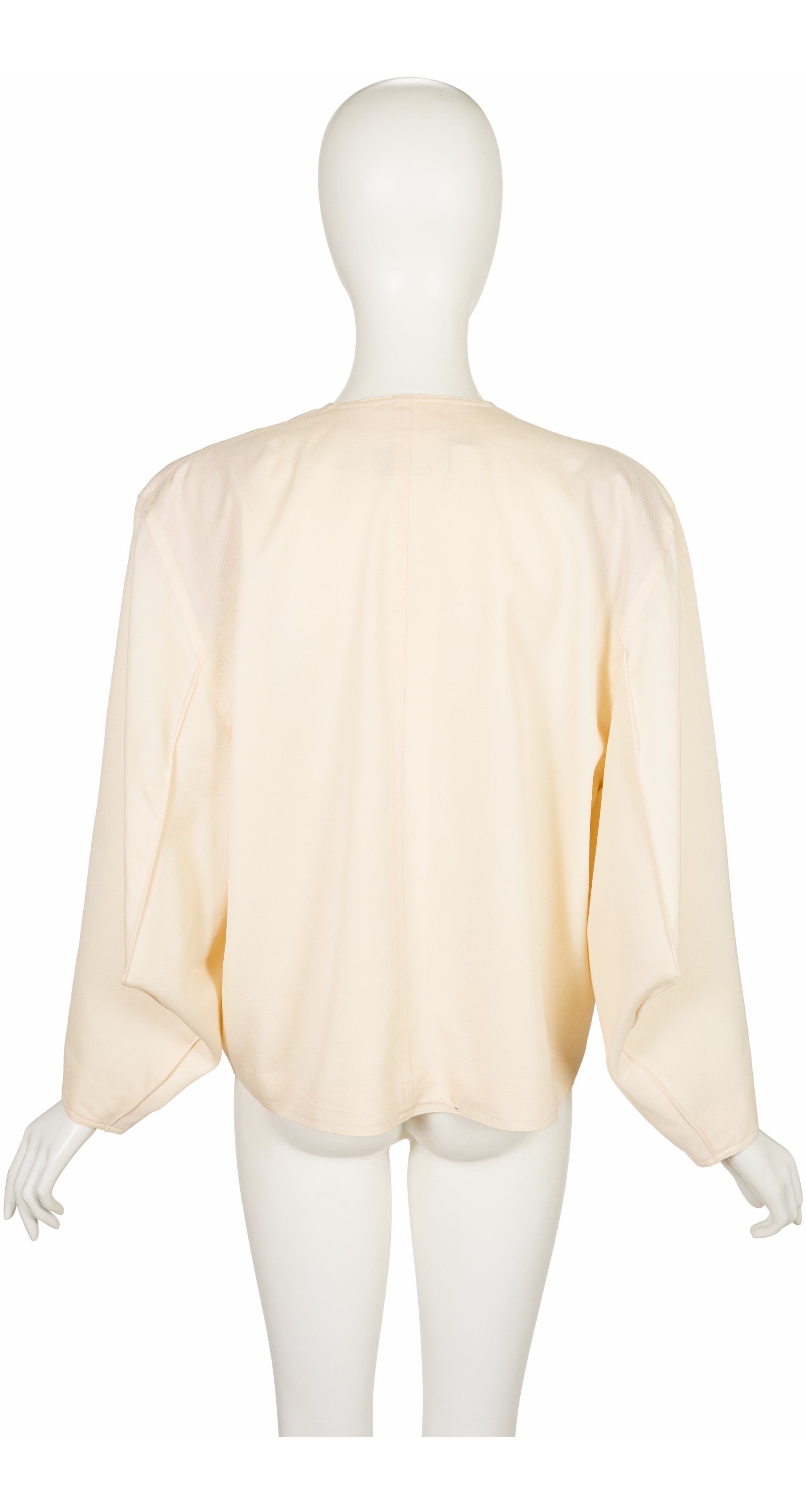 1980s Cream Wool Gabardine Triangular Sleeve Jacket