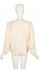 1980s Cream Wool Gabardine Triangular Sleeve Jacket