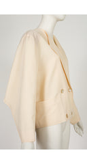 1980s Cream Wool Gabardine Triangular Sleeve Jacket